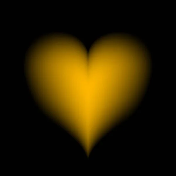 Žluté srdce na černém pozadí — Stockový vektor