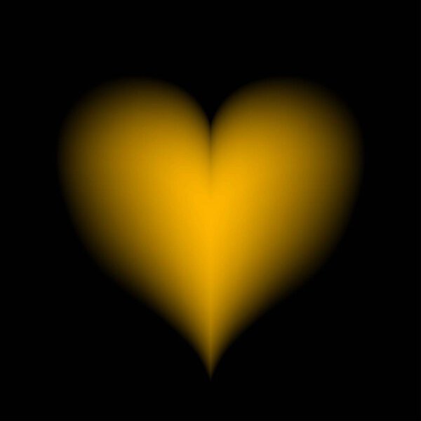 Желтое сердце на черном фоне
