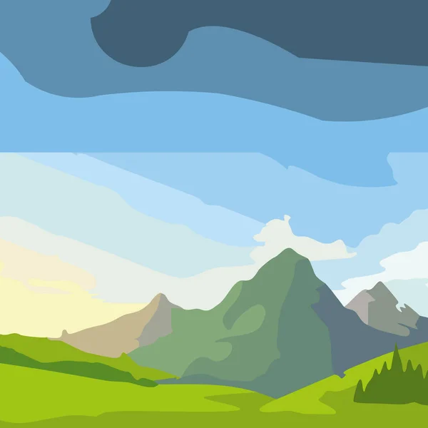 Grüne Wiesen Und Berge Hintergrund — Stockvektor