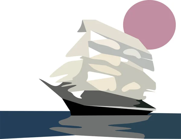 Barca Vela Sole Vettoriale Illustrazione — Vettoriale Stock