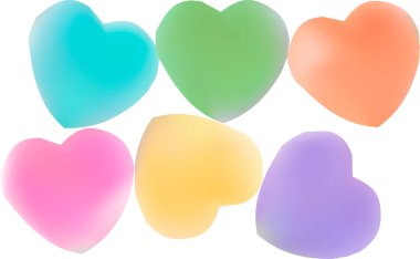 Beyaz arka planda altı renkli kalp