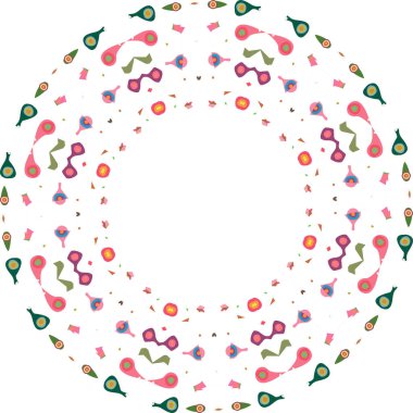 Renkli şekillerin dairesel deseni.