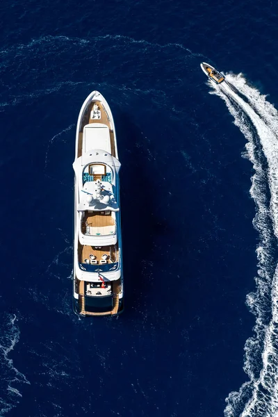 Top View Yacht Lusso Piccola Barca Motore Mare — Foto Stock