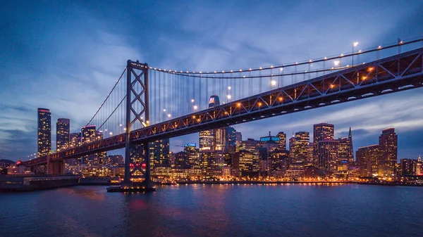 Stadsbilden Utsikt Över San Francisco Och Bay Bridge Natten Kalifornien — Stockfoto