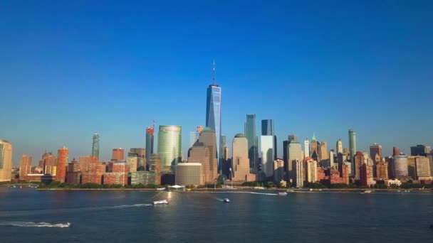 Nueva York Lower Manhattan Skyline Con Freedom Tower — Vídeos de Stock