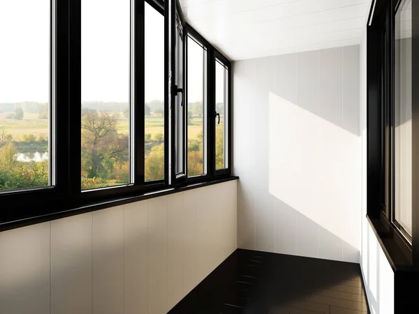 Das Bild der Loggia im Backsteinhaus. 3D-Rendering — Stockfoto