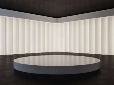 Podyum görüntüsü güzel arka ışıklandırmalı, 3B görüntüleme