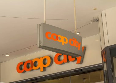 Bern, Switzerland, July 2, 2019 -Entrance in the supermarket COOP CITY in Bern. Coop is the second biggest Swiss Retail company