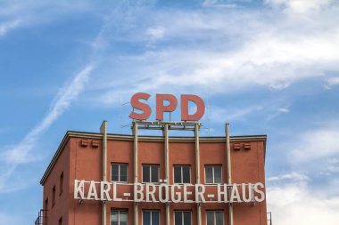 Nurnberg, Germany, Aug 11,2019: Building of Karl-Brger-Haus, the German Social Democratic Party SPD in the city center clipart