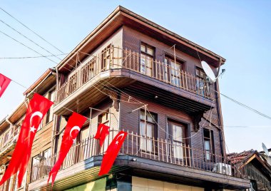 Edirne, Türkiye, 2017: Tarihi ahşap konut binası, Edirne 'de klasik Osmanlı ahşap mimarisi
