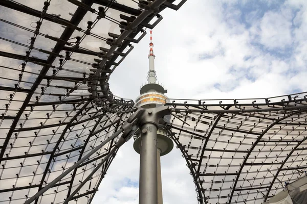 Torre Del Estadio Del Olympiapark Munich Alemania Parque Olímpico Que — Foto de Stock