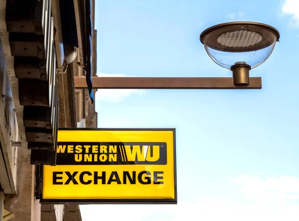 Furth Německo Logo Western Union Western Union Company Americká Finanční — Stock fotografie