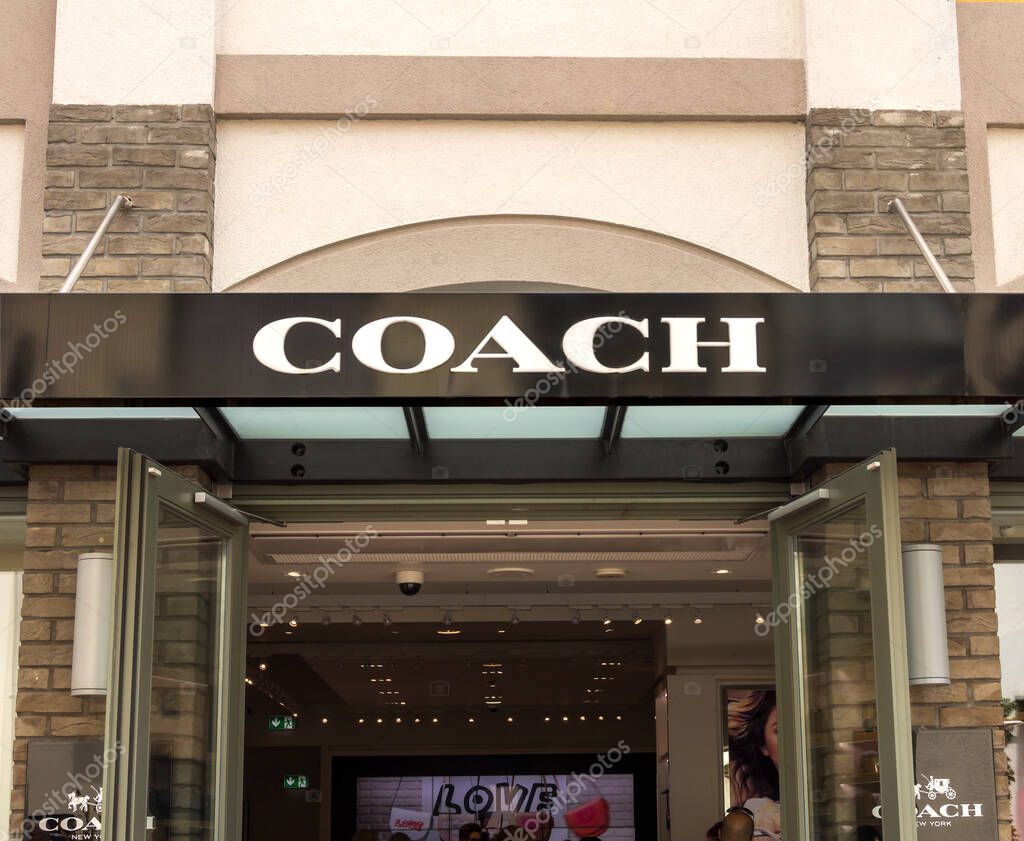 Ingolstadt, Germany : Shop front of Coach store. Coach, Inc. is known for accessories and gifts, including handbags, bags, small leather goods, footwear, outerwear and other accessories