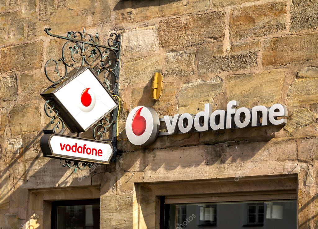 Lauf, Bayern, GERMANY : Logo of Vodafone - Vodafone is a British multinational telecommunications company anda It is the one of the world's largest mobile telecommunications company.