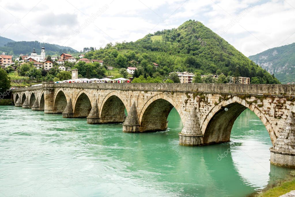 The Ottoman Mehmed Pasa Sokolovic Bridge in Visegrad, Bosnia Herzegovina.