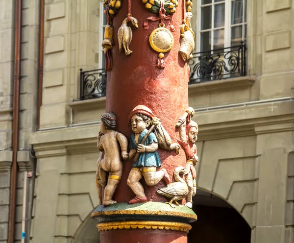 Bern Schweiz Juli 2019 Detalj Piper Statue Fountain 1500 Talet — Stockfoto