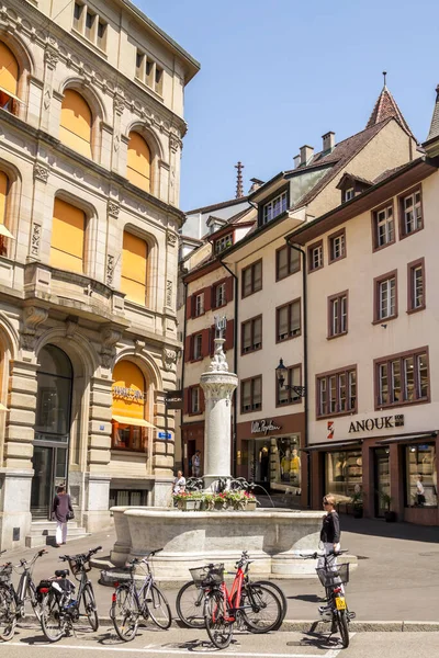 Basilej Švýcarsko Července 2019 Ulice Starém Městě Nákupní Čtvrť Freie — Stock fotografie