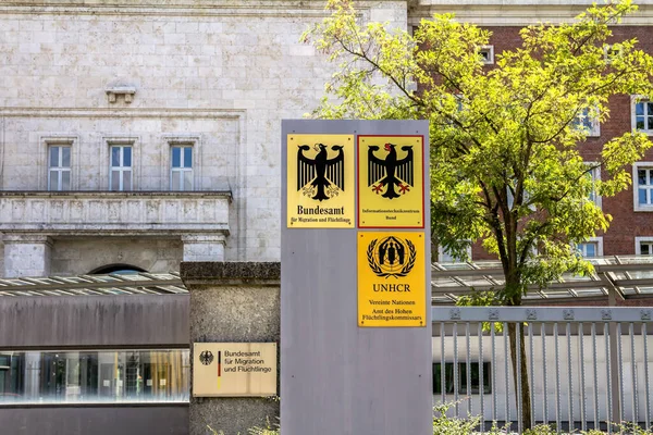 Nurnberg Germany Aug 2019 Sign Entrance Federal Office Migration Refugees — Stock Photo, Image