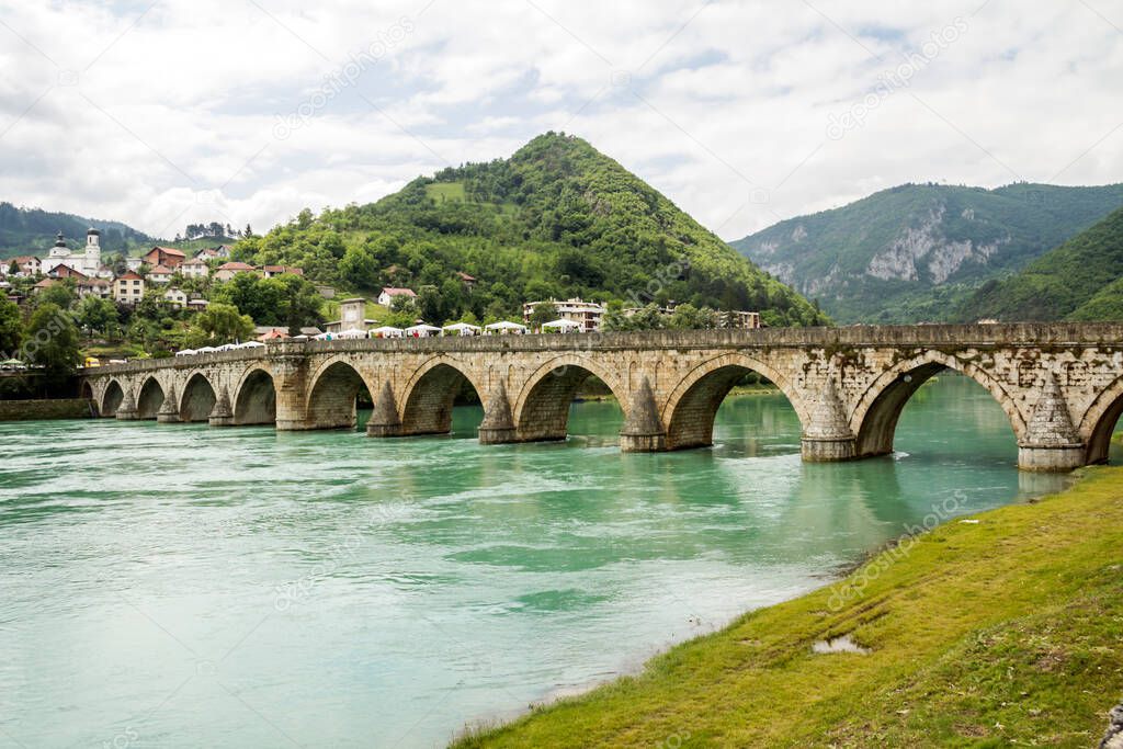 The Ottoman Mehmed Pasa Sokolovic Bridge in Visegrad, Bosnia Herzegovina