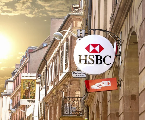 Strasbourg France July 2019 Hsbc Logo Hsbc Bank Office Hsbc — Stock Photo, Image