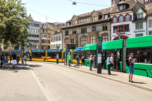 Basel Switzerland July 2019 City Tram Basel Beautiful Summer Day — Stock Photo, Image