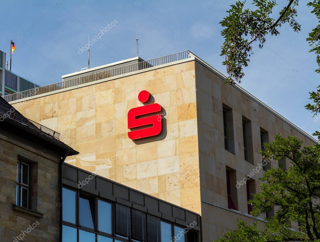 BAYREUTH, GERMANY : Sparkasse, a German savings bank branch, brand logo