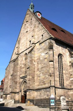 Ansbach, GERMANY: Katedral, Ansbach, Bavyera, Almanya 'nın Eski Kasaba mimarisinin manzarası