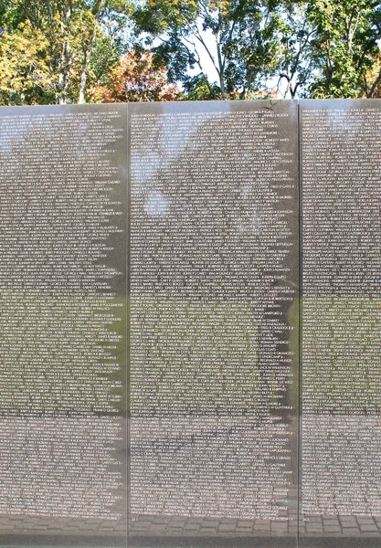 Names Vietnam War Casualties Vietnam War Veterans Memorial Washington Usa — Stock Photo, Image