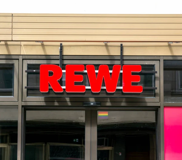 Furth Germany Rewe Supermarket Chain Sign Rewe German Global Discount — Stock Photo, Image