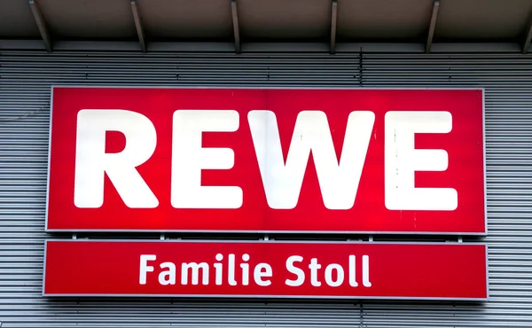 Schwabach Germany July 2017 Rewe Supermarket Chain Sign Rewe German — Stock Photo, Image