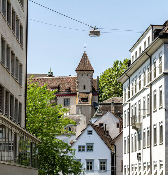 Basel, SWITZERLAND - July 1, 2019: A nice sunny day around the old city of Basel , touring the main street