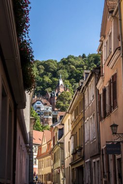 Heidelberg, Almanya - 4 Temmuz 2019: Heidelberg. Heidelberg popüler bir turizm merkezidir. Almanya 'daki Heidelberg tarihi şehri