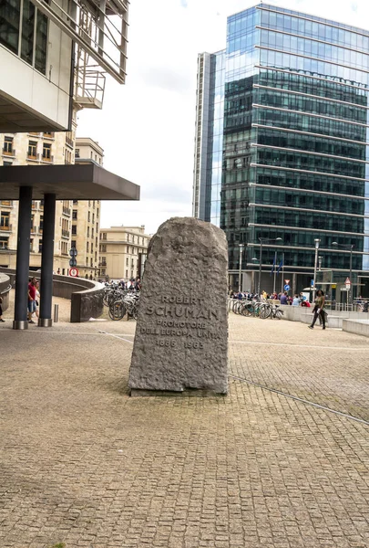 Brussels Belgium Gedung Berlaymont Dan Monumen Robert Schuman Berlaymont Adalah — Stok Foto