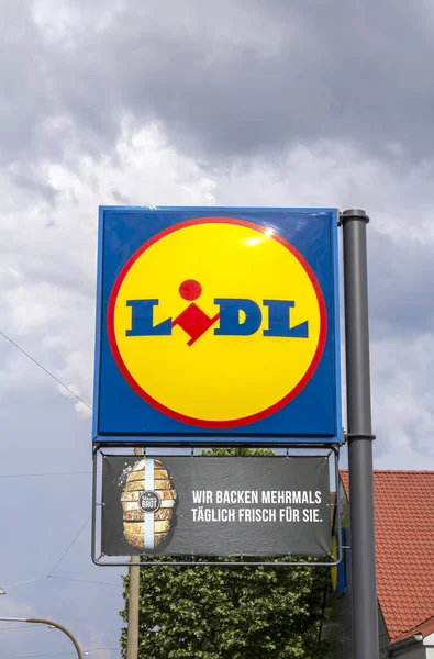 Lidl Supermarket Chain Sign Lidl Německý Celosvětový Řetězec Diskontních Supermarketů — Stock fotografie