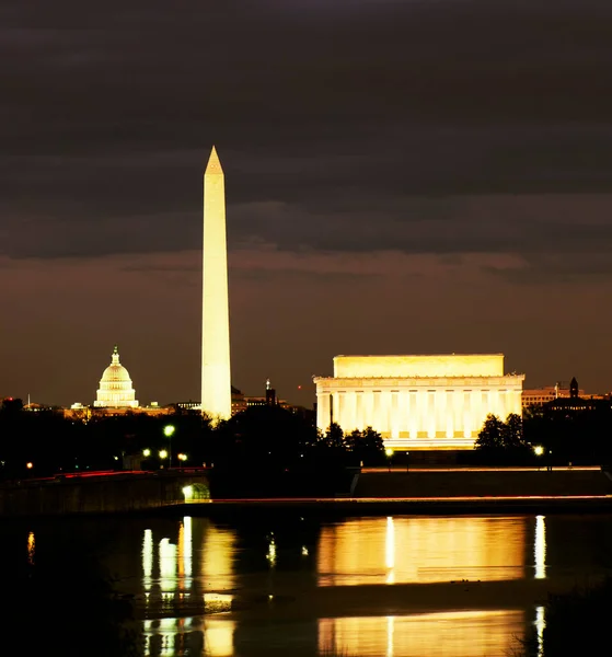 Washington Skyline Including Lincoln Memorial Washington Monument United States Capitol — Stock Photo, Image