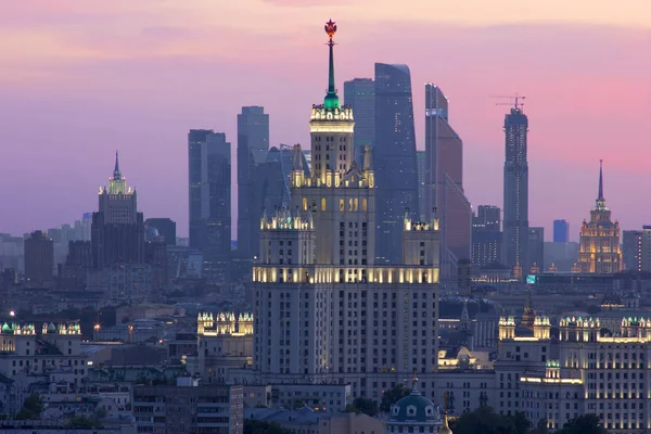 Moskva City Vid Solnedgång Bilder Tagna Från Taket Till Hus — Stockfoto