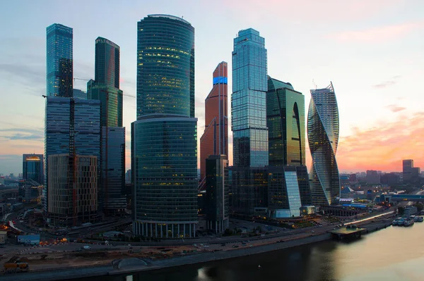 Moskou Stad Nacht Verlichting Foto Genomen Nacht Herfst 2015God Wolkenkrabber — Stockfoto