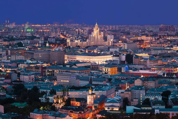 Město Moskva Noci Osvětlení Fotografie Pořízené Noci Podzim 2015God Mrakodrap — Stock fotografie