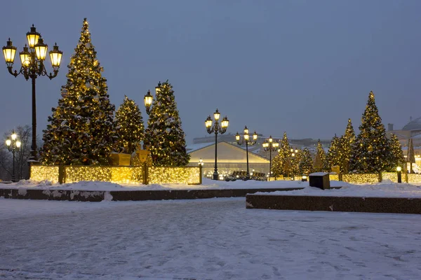 Красивый Дизайн Новому Году Рождеству Центре Москвы Съемка Улице Центре — стоковое фото