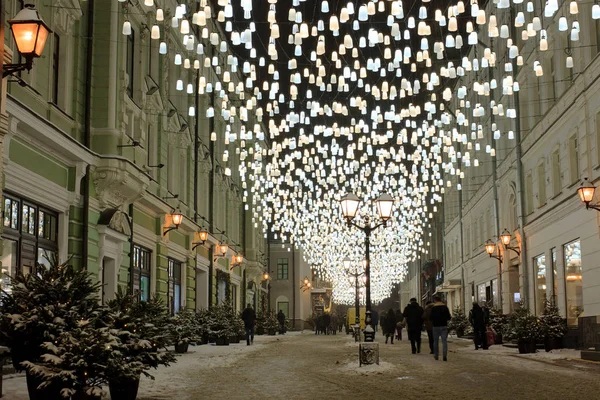 Hermoso Diseño Para Año Nuevo Navidad Centro Moscú Filmación Filmada — Foto de Stock