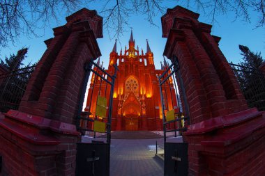 Cathedral Of Immaculate Conception Moskova, 15.02.2017, sokaklarda fotoğrafları çekilen Kilisesi, şehir, gökyüzü 