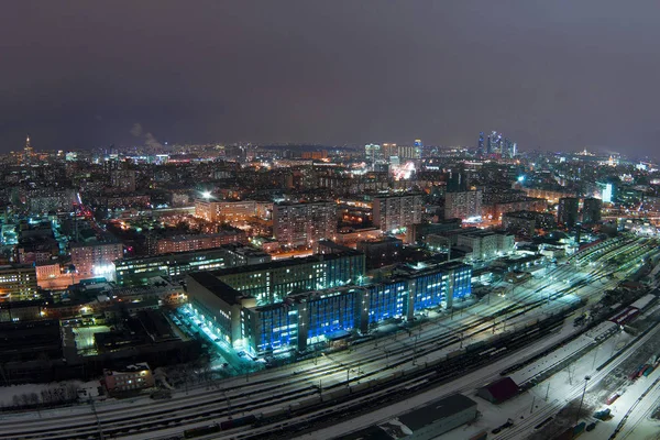Vista Cidade Arranha Céus Centro Moscou Fotos Tiradas Verão Inverno — Fotografia de Stock