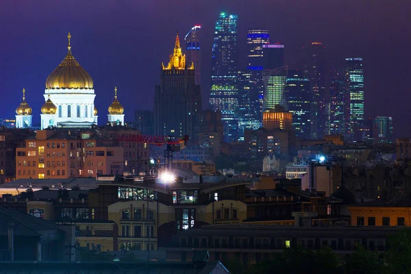 Pohled Město Mrakodrapy Centru Moskvy Fotografie Pořízené Zimě 2016 Moskvě — Stock fotografie