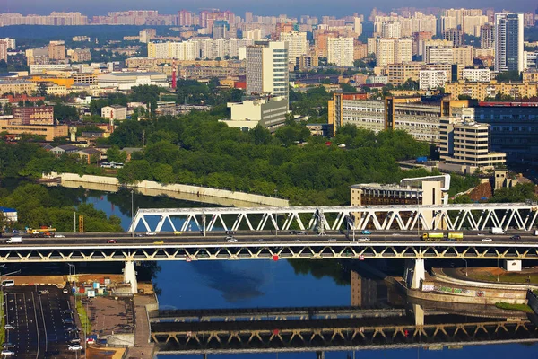 Вид Город Небоскребы Центре Москвы Фотографии Сделанные Зимой Летом 2016 — стоковое фото