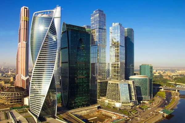 Uitzicht Stad Wolkenkrabbers Het Centrum Van Moskou Foto Genomen Winter — Stockfoto