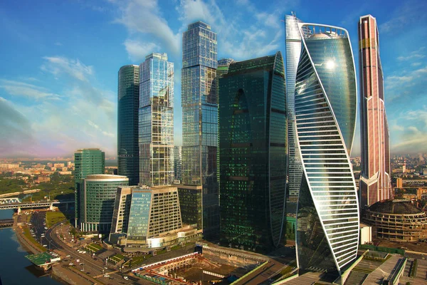 Utsikt Över Staden Och Skyskrapor Centrum Moskva Bilder Tagna Vintern — Stockfoto