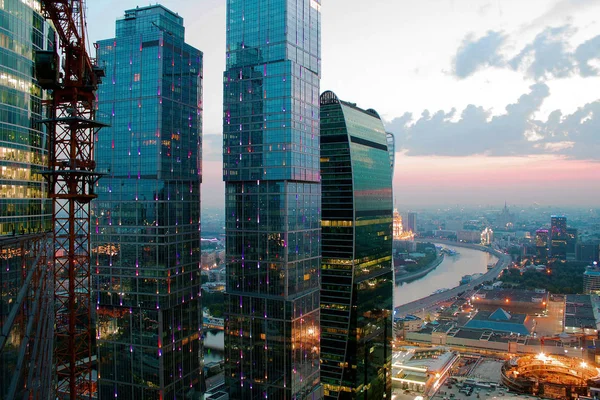 Blick Auf Die Stadt Und Wolkenkratzer Zentrum Von Moskau — Stockfoto