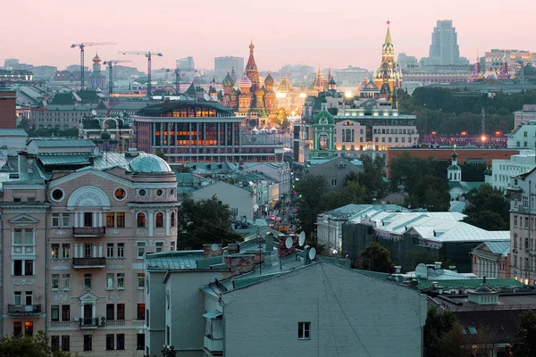 Utsikt Över Staden Och Skyskrapor Centrum Moskva Bilder Tagna Vintern — Stockfoto