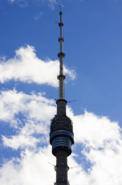 Ostankino Tv Kulesi Moskova Rusya, günün farklı saatlerinde çekilen fotoğraflar sembollerin biridir 2017, anten, gökyüzü, şehir 