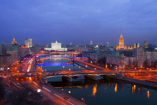 Uitzicht Stad Wolkenkrabbers Het Centrum Van Moskou Foto Genomen Winter — Stockfoto
